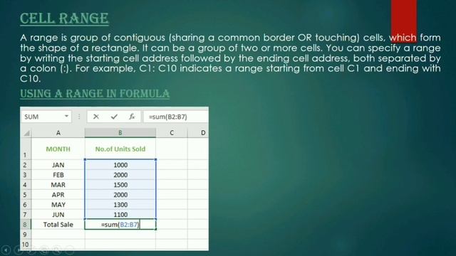Cell range in excel