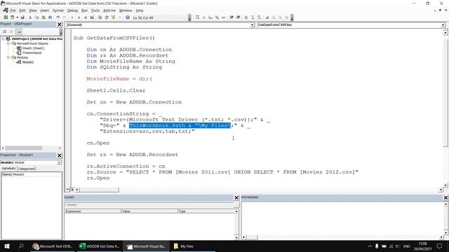Wise Owl Answers - How do I get data from a CSV file using ActiveX Data Objects?