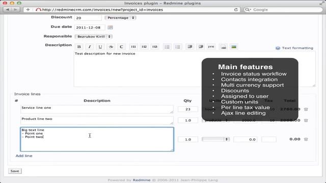 Redmine Invoices plugin