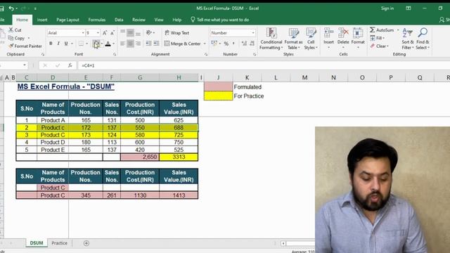 MS Excel Formula|| DSUM || Database sum with Condition || Sum with Condition from data base ||