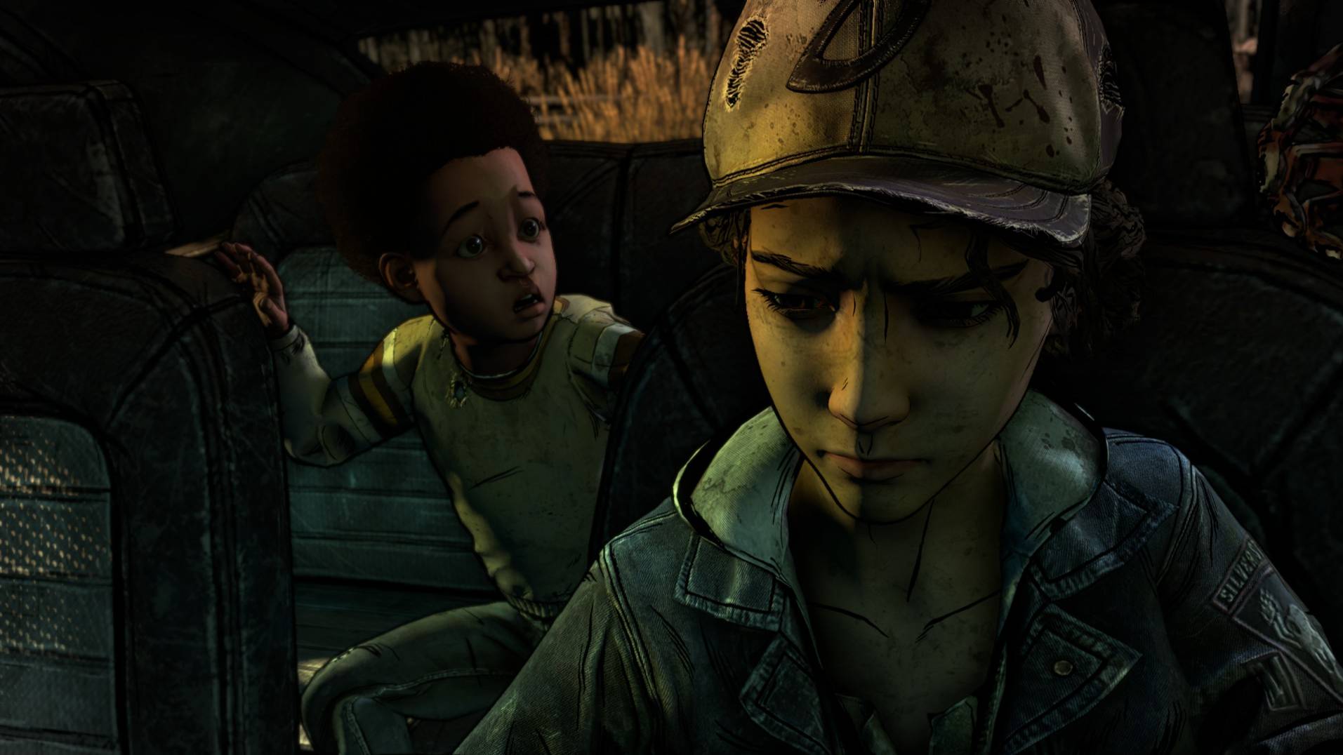 Clementine and AJ escape from zombies