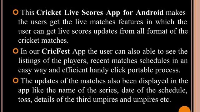 Top one Cricket Live Scores App for Android | Cricket Sport APK Application (2018)