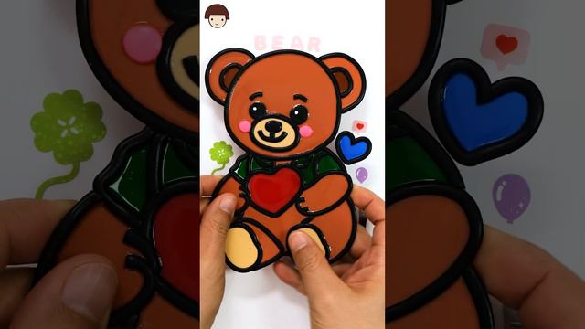 Teddy bear Jelly Painting, Coloring   Rabbit doll With Jelly #drawing #kids #shortsfunny