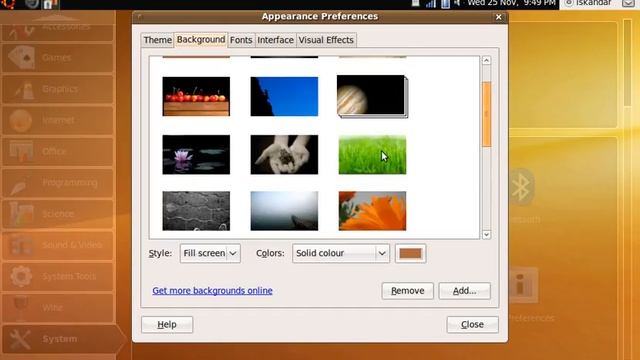 Ubuntu Netbook Remix 9.10 Changing Appearances