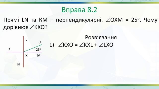 Урок 8. Перпендикулярні прямі їх властивості 7 клас. Геометрія