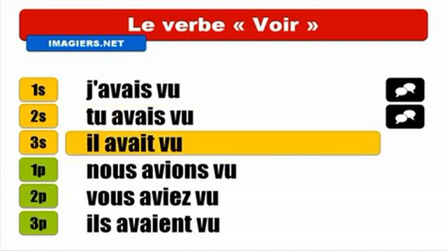 French Past Perfect Tense #  Verb = Voir