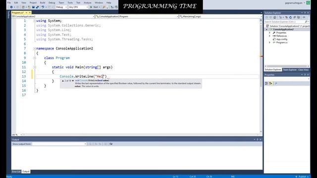 C# first program "hello world" / первая программа "привет мир".