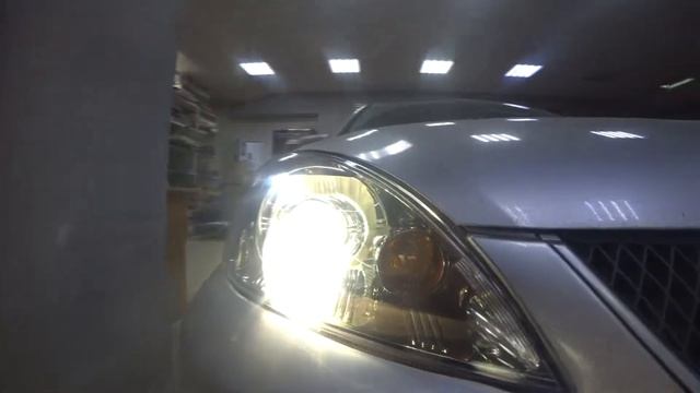 Mitsubishi Lancer 9 установка биксеноновых линз