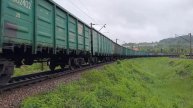 Система электровозов 2ЭС5К-073/147 и 2ЭС5К-140/100 "Ермак" с грузовым поездом.