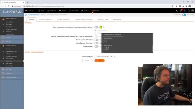 How to configure SonicWall Botnet Filter
