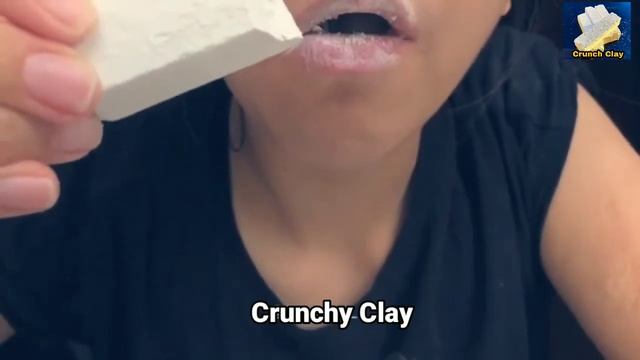 Clay eating  dry crunch  slate bar  big bites ASMR