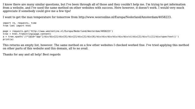 Python Xpath request returns empty list irregularly