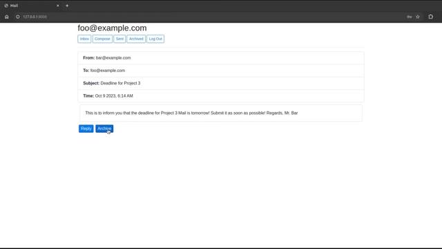 C-Mail: An Email clone made for CS50W Project 3.