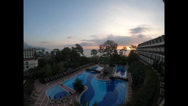 Timelapse 4K video. Kemer. Turkey. Alkoclar Exclusive Kemer. Восход солнца.mp4