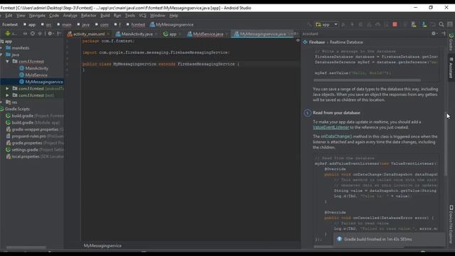 Firebase Cloud Messaging(FCM) java.Send push notification directly from your android device.PART 1