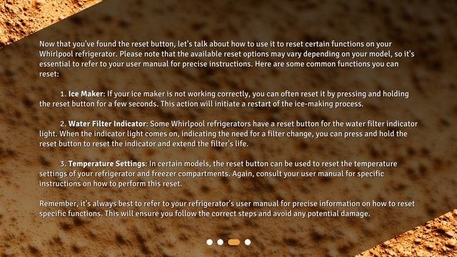 Where can I find the reset button on my Whirlpool refrigerator?