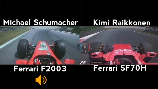 Ferrari F2003-GA vs Ferrari SF70H- Redbull Ring (Austria) - V10 vs V6