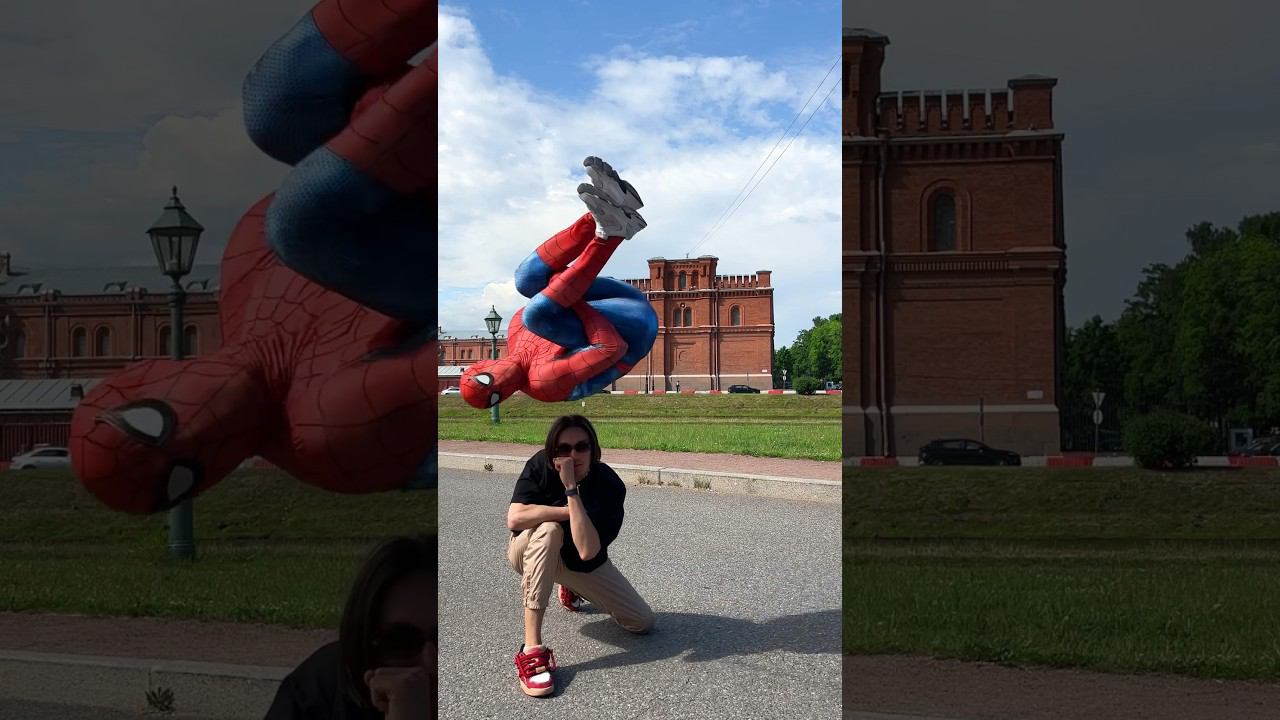 Spiderman does tricks