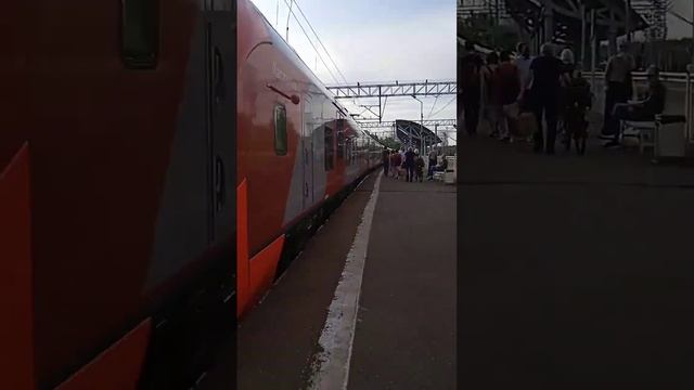 ласточка пугает+девушка попала в кадр?+электровоз с вагоном "почта России" #ласточка #рек #реки