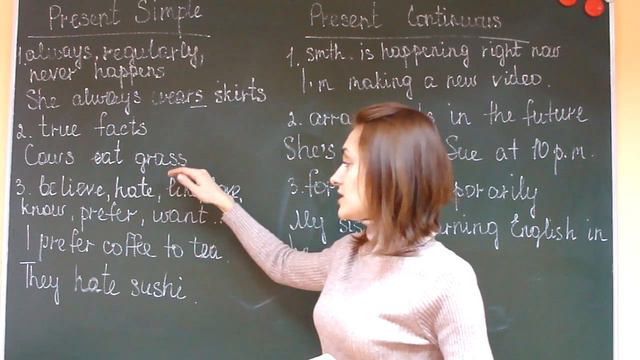 Копия видео "Present Simple VS. Present Continuous Сравнение настоящих времен"