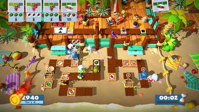 Overcooked 2 *Switch World Record* Surf 'n' Turf * 4 Player * Score 2940