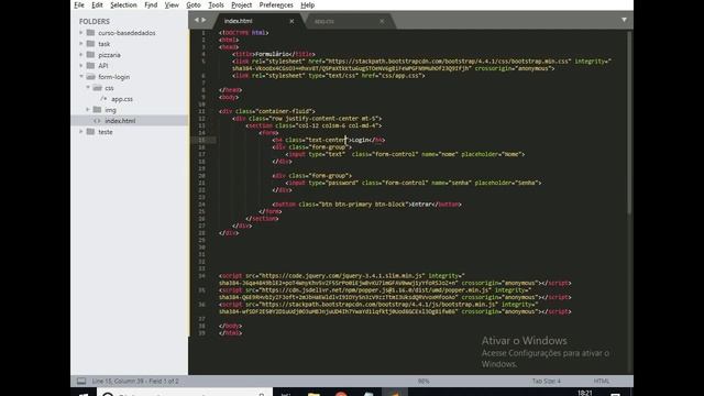 Formulário de login com bootstrap4