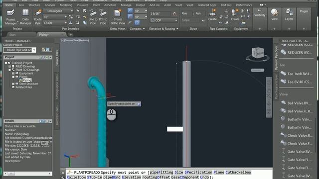 Plant 3D Creating Piping Adding a Branch Part Substitution