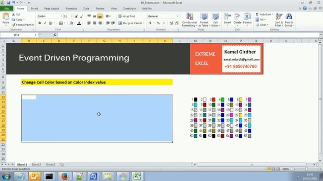 Advanced excel(vba) tutorial 35 : Excel VBA Events Example - Change cell color with value
