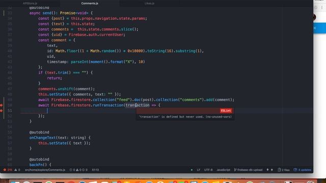 Adding Firebase Support to a React Native Project - Part 3 Firestore transactions