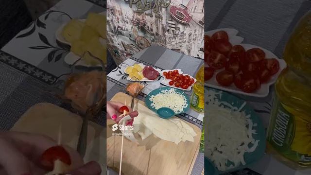 Пицца на шпажках #пицца #домашняяпицца#пиццадома