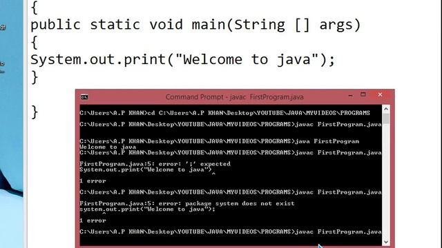 JAVA FIRST PROGRAM|JAVA FIRST PROGRAM ERROR HANDLING|JAVA PROGRAMMING TUTORIAL 3 HINDI URDU