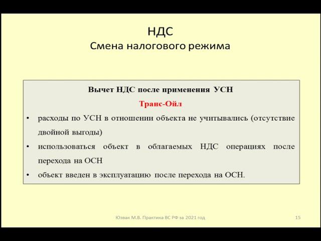 Вычет НДС после перехода с УСН на общий режим  VAT deduction
