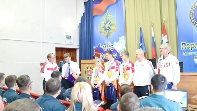 награждение чемпионов и призеров мирового чемпионата по пожарно-спасательномуспорту