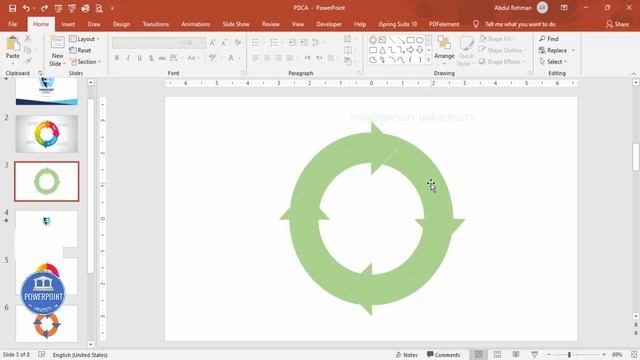 Create PDCA Cycle Slide in PowerPoint. Tutorial No. 875