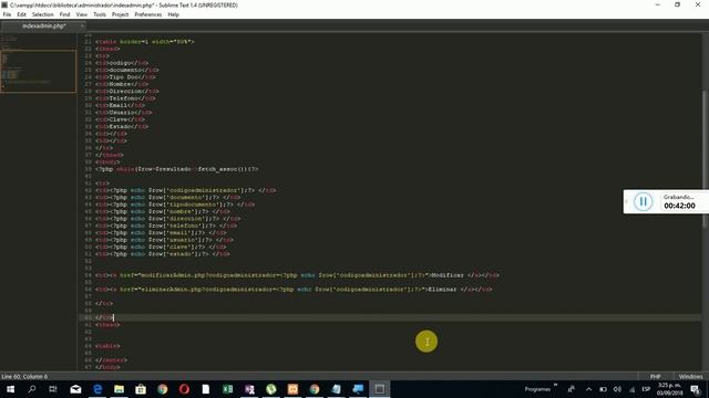 Listar en PHP Sistema Biblioteca