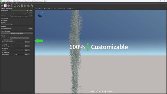 PlantCatalog: 3D Spanish moss - Tillandsia usneoides - procedural vegetation engine