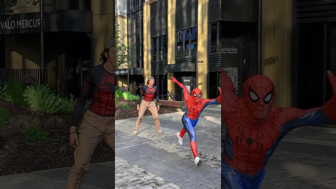 Spiderman surprised the guy