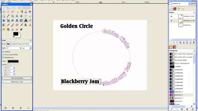 Text on a circular path.