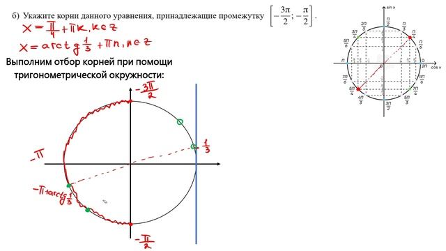 Отбор корней с аркфункциями. 13 задание ЕГЭ 2024 профиль. Вторая часть. Тригонометрические уравнени