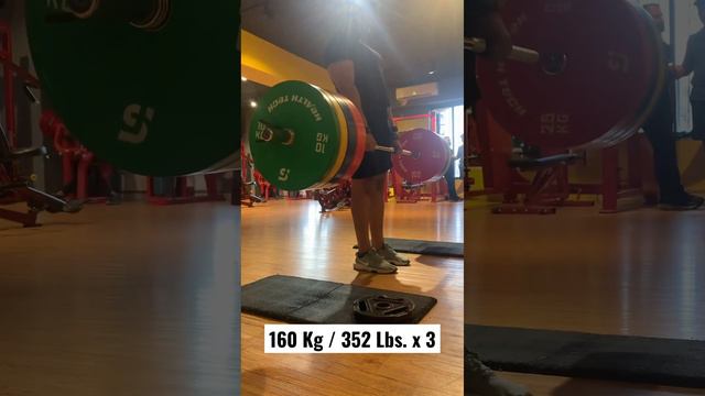 160 Kg / 352 Lbs. X 3 Conventional Deadlift PR #fitness #deadlift #powerlifting