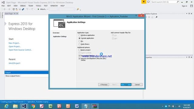 How to compile and run C++ in Visual Studio 2013 Express for Windows Desktop