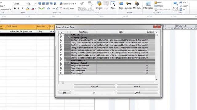 How to import Outlook tasks into MS Project