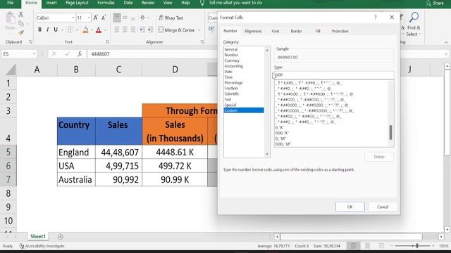 Show Numbers in Millions or Thousands in Excel I Custom Format numbers to show Millions | Excel