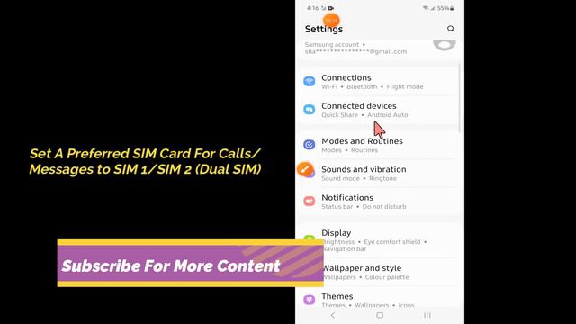 Samsung Galaxy S23 Ultra How to Set A Preferred SIM Card For Calls/Messages to SIM 1/SIM 2 Dual SIM