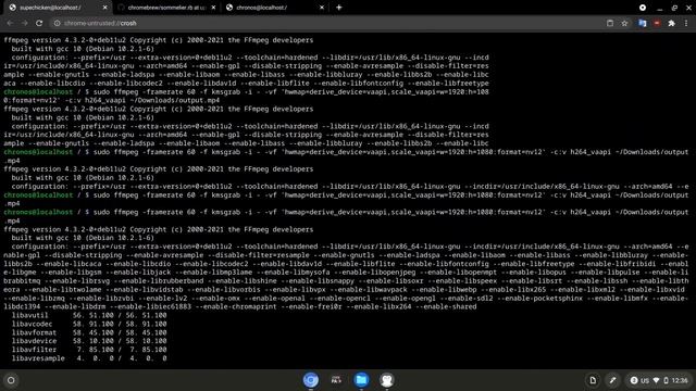 Full 60fps screen record w developer mode  FFmpeg on Chrome OS