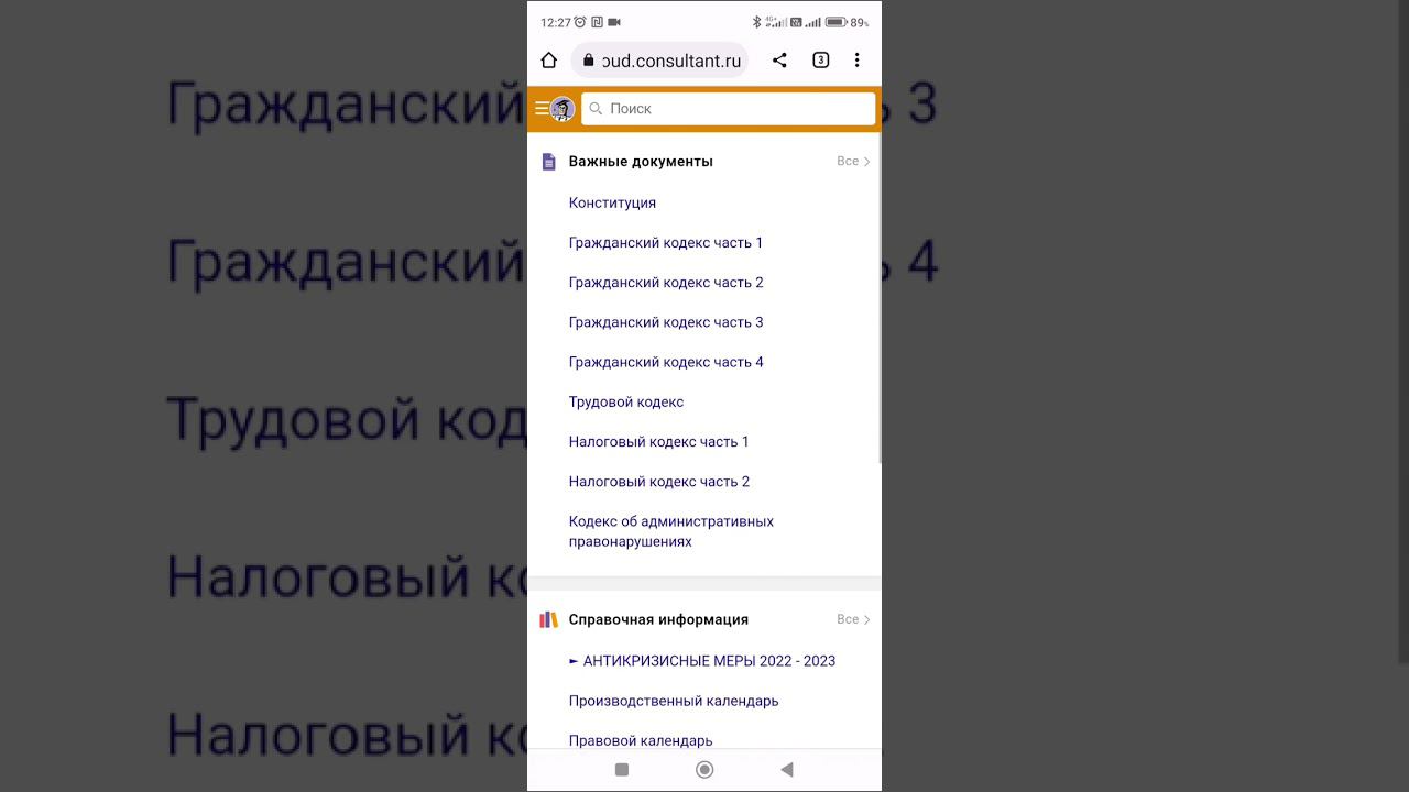01 Открываем Консультант Плюс онлайн на мобильном