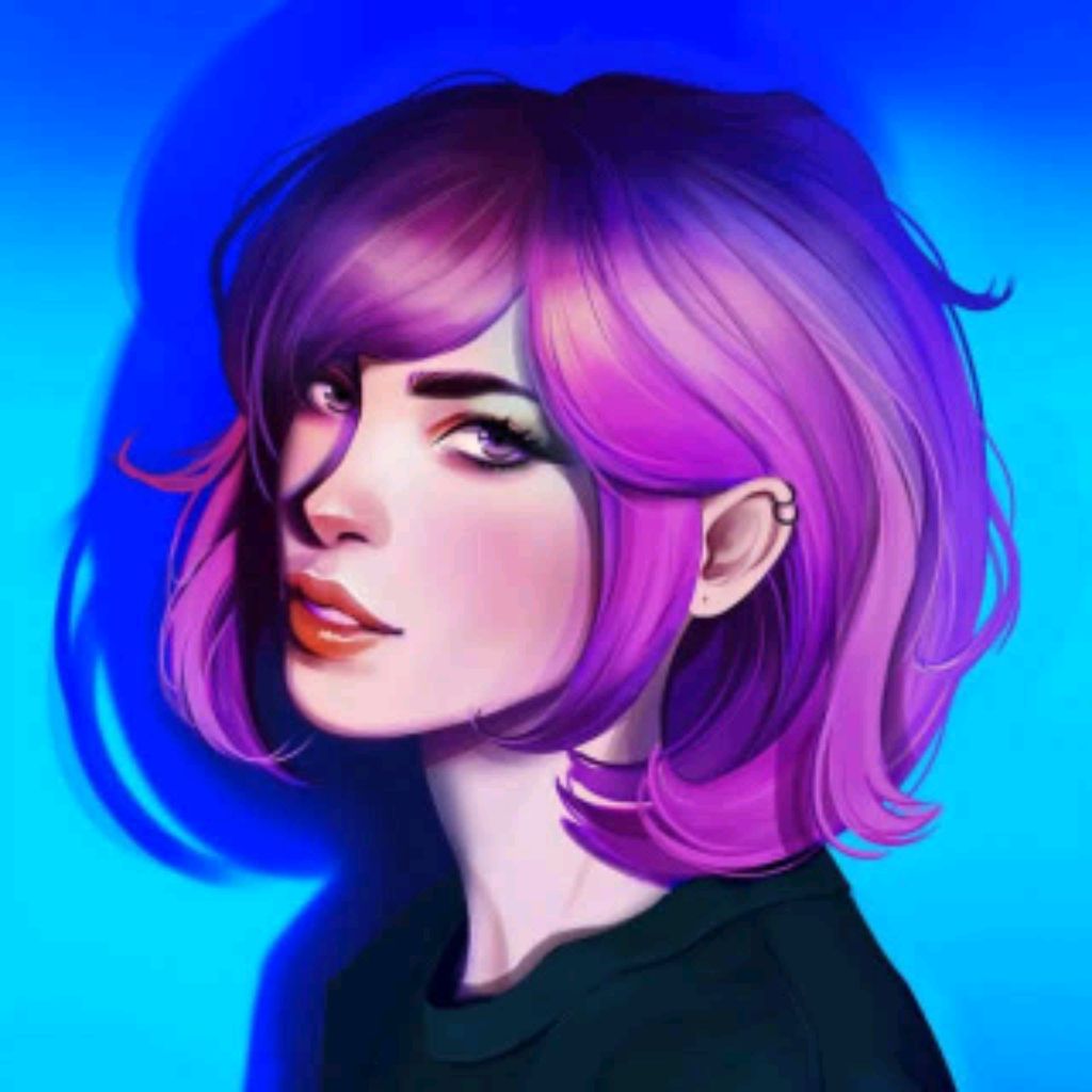 Фиолетовые волосы арт