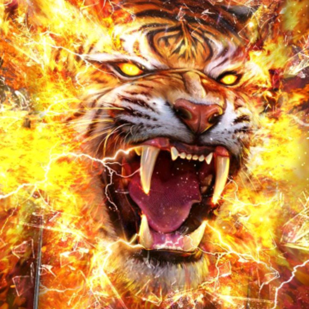 Голова тигра огонь
