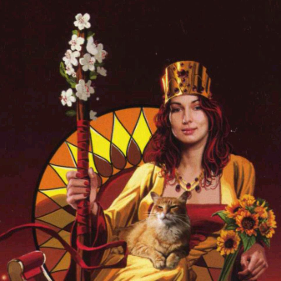 Королева жезлов на будущее. Королева жезлов. Королева жезлов арт. Королева жезлов Таро. Королева жезлов с кошкой.