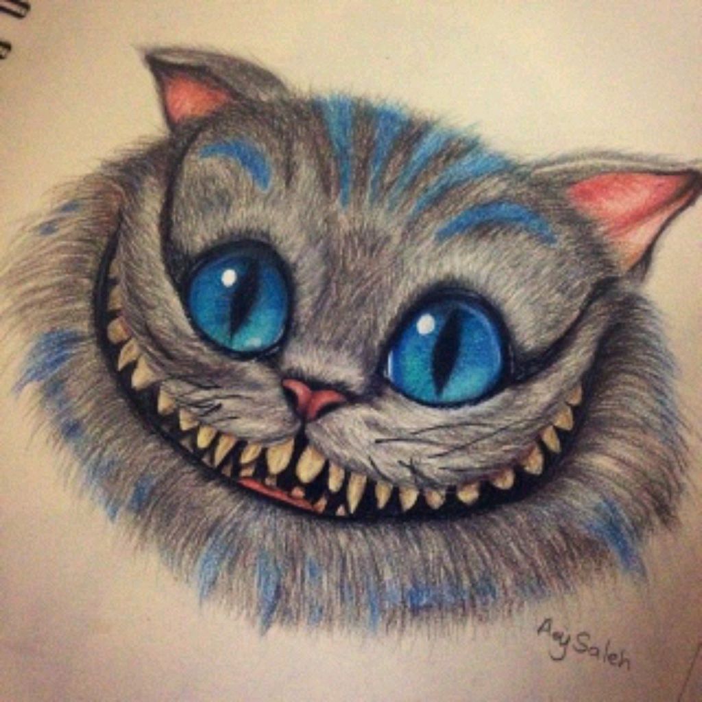 Чеширский кот карандашом для срисовки